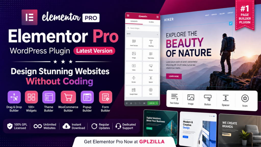 Elementor Pro WordPress Plugin, Elementor Pro Download, Elementor Pro Latest Version, Elementor Pro GPL
